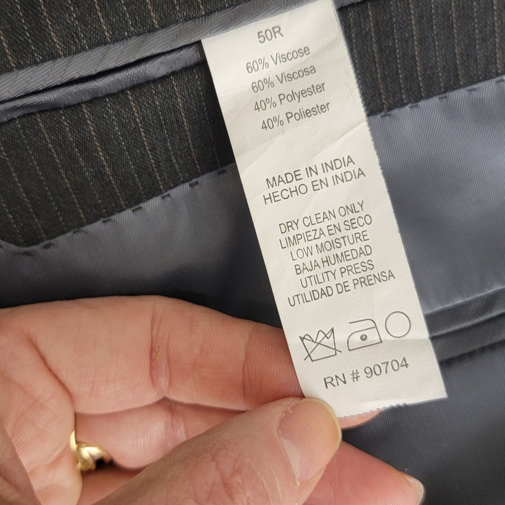 Perry Ellis Portfolio NWOT 50R Suit Modern Fit Pinstripe Black 2 Button Blazer - Picture 8 of 16